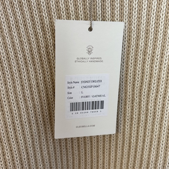 Cleobella Size Large Sydney Sweater In Oatmeal/Ivory Organic Cotton NEW - Picture 8 of 14